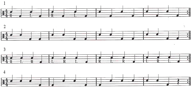 Quarter notes with Bass Drum.