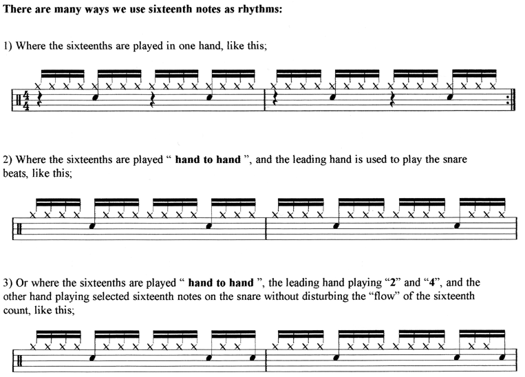 Sixteenth note hand patterns